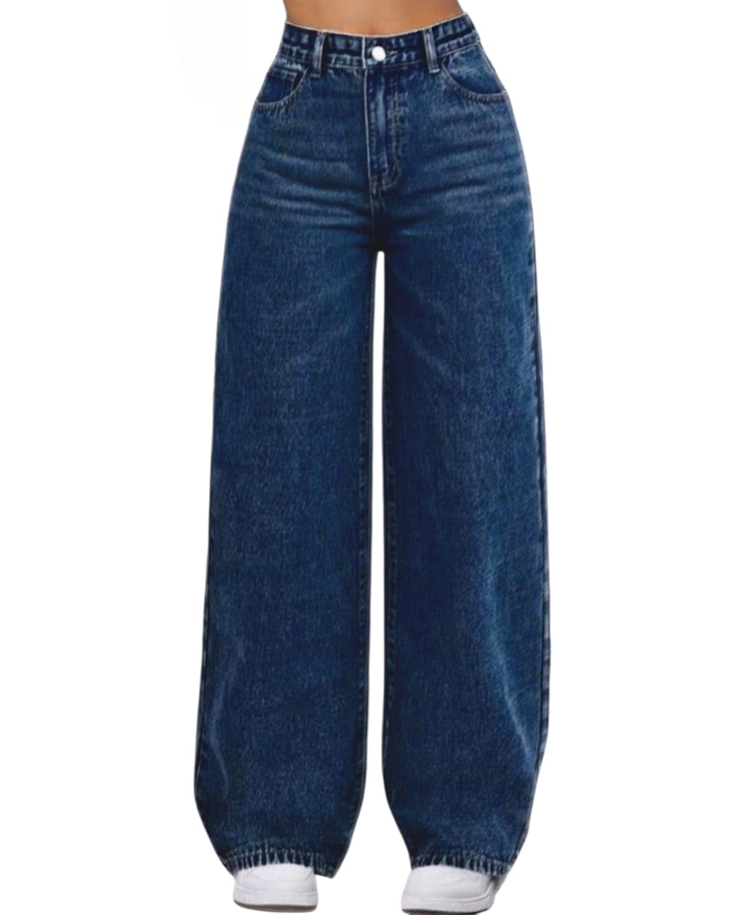 Wide Leg Jeans - Dark Washed