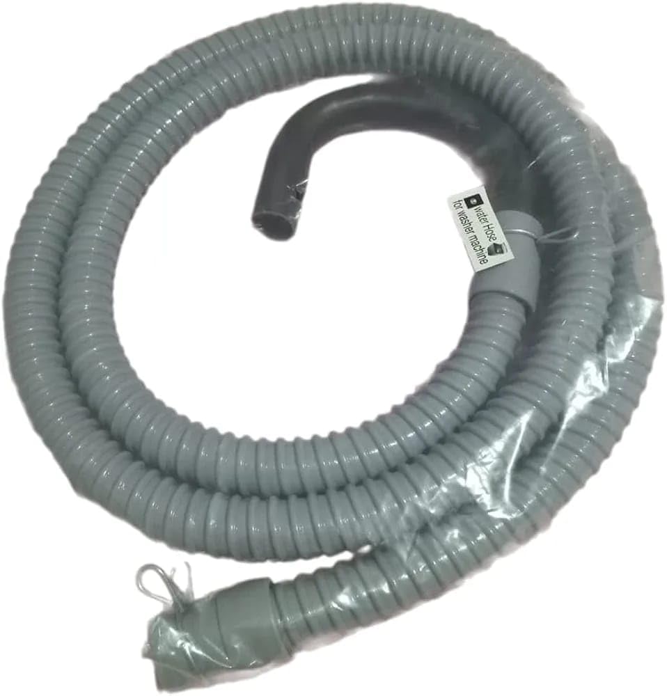 Lux Automatic Washing Machine Drain Hose, Grey, 1.5 Meters Flexible Plastic