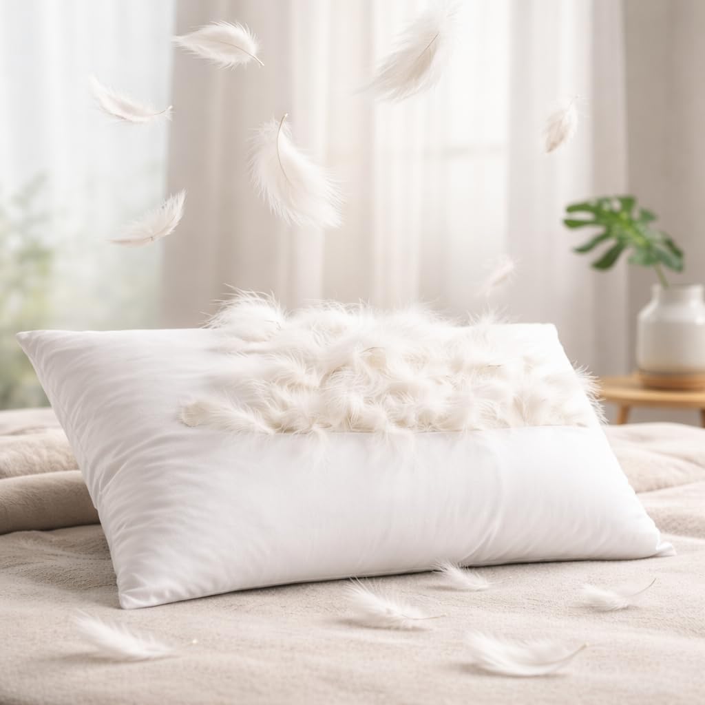 Ostrich Feather Alternative Pillow 50 * 70 Luxury Soft Breathable Bed Pillow Premium Hotel Quality Hypoallergenic Comfortable Neck Support Sleeping Pillow White Bedding Cushion