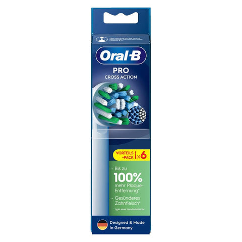 Oral-B Pro CrossAction Replacement Toothbrush Heads for Electric Toothbrush, Pack of 6, Superior Teeth Cleaning with Innovative X-Shaped Bristles, Original Oral-B Toothbrush Attachment, Made in