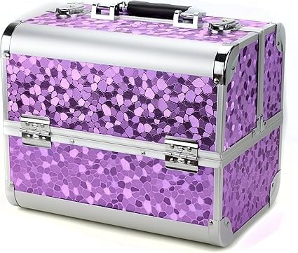 3 Different Colors Practical Cosmetic Bag with Lock Made of Aluminum MDF Plates Strong and Stable Water-Repellent, Oxidation Resistant and Easy to Clean Durable Handle for Easy Carrying (Brown)
