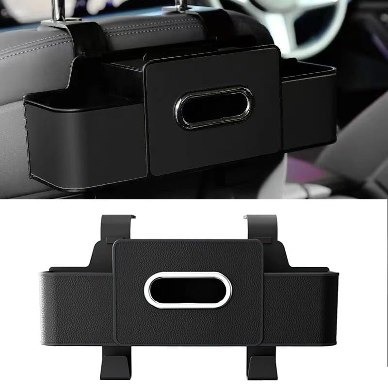 Car Cup Holder & Tissue Organizer – Multi-Use Car Interior Organizer – Fits Most Cars – Durable & Easy Install (Black)