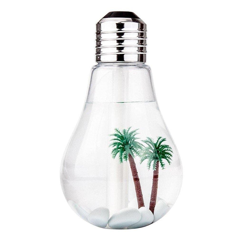 USB Portable Desktop Bulb Air Humidifier, Ultrasonic Humidifier with On/Off 7 Color Changing LED Night Lights, 400ml USB Portable Mist Air Humidifier for Home, Office, Bedroom, Baby Room