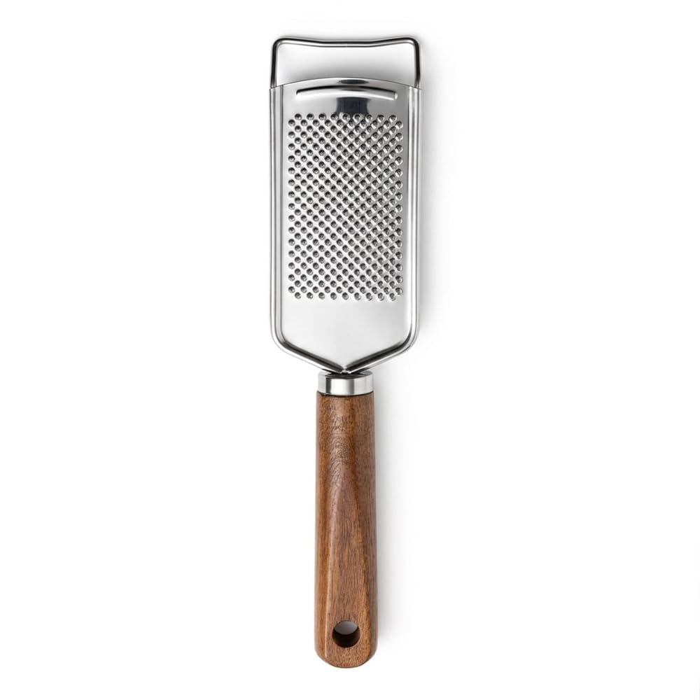 Downtown Flat Grater Stainless Steel Hand Grater for Cheese Vegetables and Fruits with Wooden Handle Manual Kitchen Grating Tool