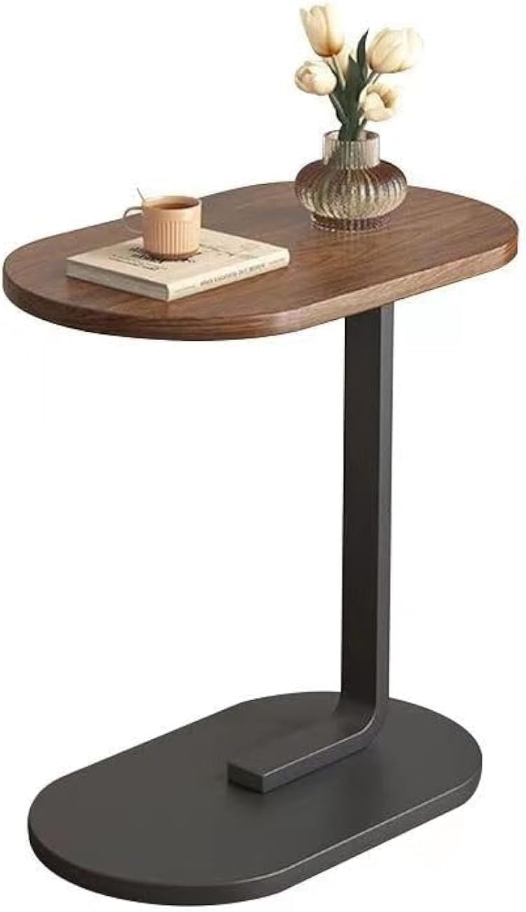 Elegant Side Table Wooden Top and Sturdy Metal Base, Small End Table for Sofa and Bedside, Compact Coffee Table for Living Room Bedroom, Modern Minimalist Furniture, Easy Clean Space Saving Design
