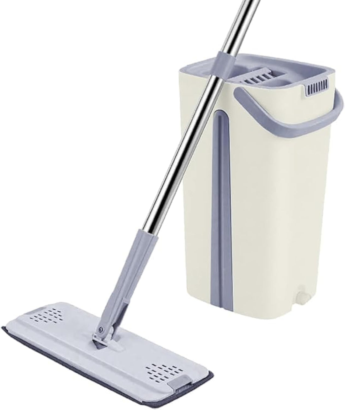 Flat Magic Automatic Mop And Bucket Avoid Hand Washing Microfiber Cleaning Cloth Kitchen Wooden Floor Lazy Fellow Mop (white)