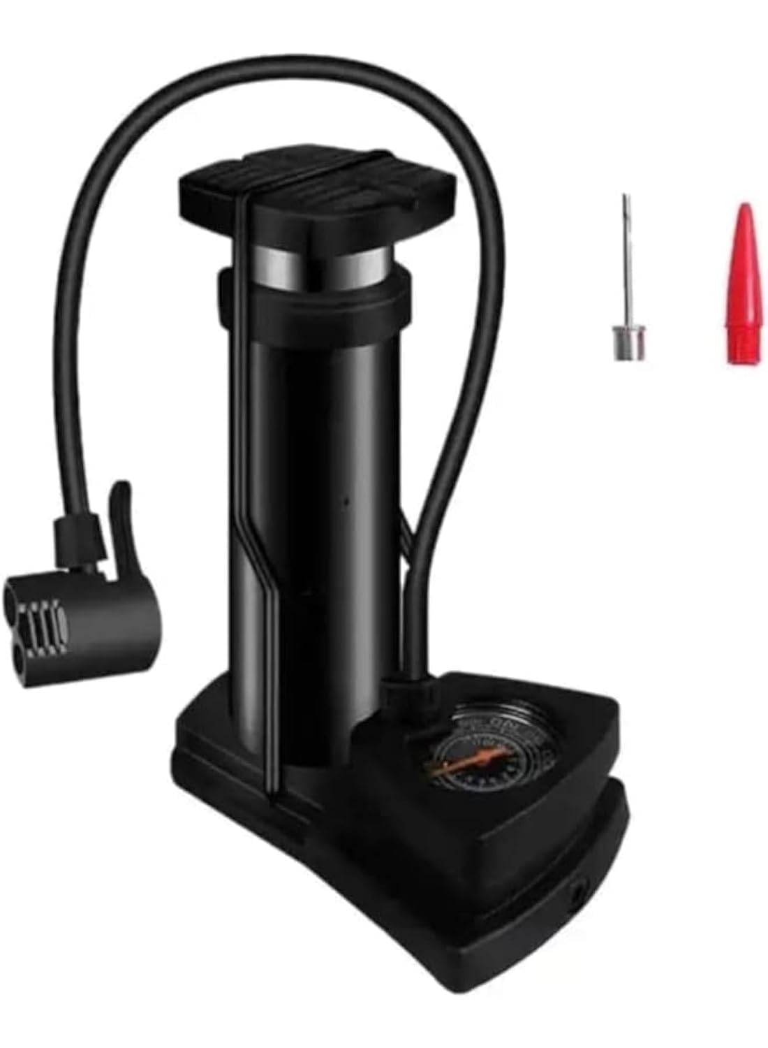 Portable Bike Pump High Pressure Foot Air Pump with Extra Pressure Gauge Needle Lightweight Pump for Motorcycles, Cars, Bikes, Football, Balloons, Scooter