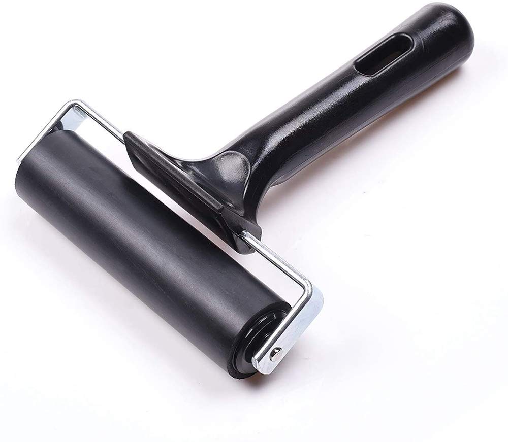 DELFINO Black Rubber Ink Dispenser Roller for Crafts, Oil Painting, Print Design, Tape Making