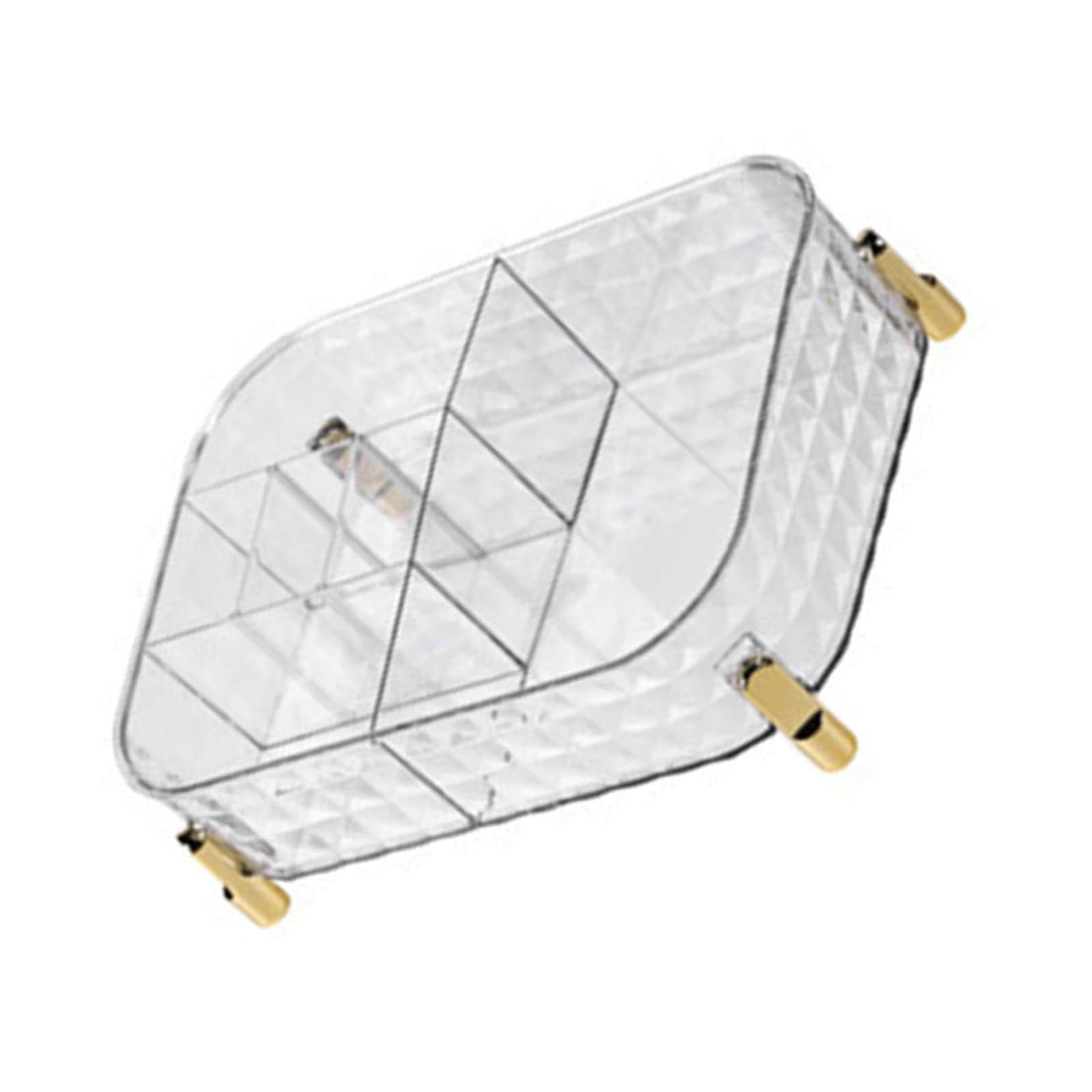 ORGANIZER- Clear Cosmetic Holder with Gold Frame for Table Organizer. Safely stores brushes, creams and perfumes. An elegant presentation of your daily beauty routine that adds beauty to your space.