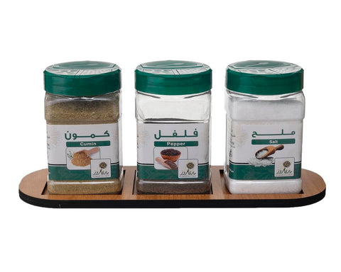 Mary Rose Wooden Spice Rack Set for Dining with 3 Spice Packets - Brown