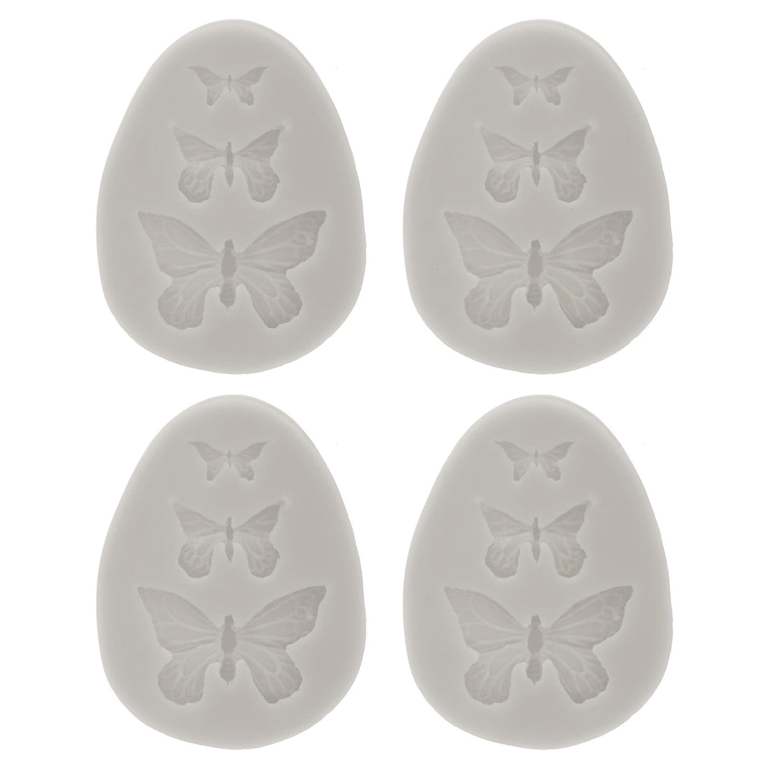 PATIKIL 4PCS Polymer Clay Mold, Clay Mold Fondant Mold 3 Butterfly Mold Silicone Rose for Crafts Air Dry DIY Cake Chocolate Candy Sugar Baking, Grey