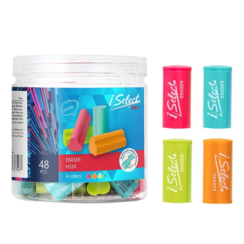 Deli EH324 Eraser 48-Pieces, 15 mm × 15 mm × 35 mm Size