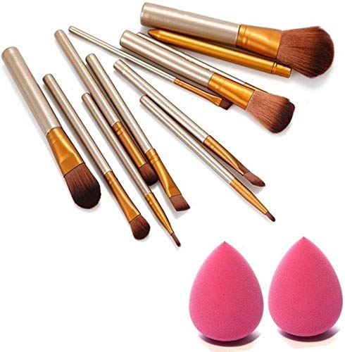 12pc Makeup Brush Set 2 Sponge Puff Kit Combo