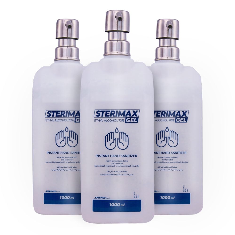 STERIMAX Stainless Pump Hand Sanitizer Gel 3Pcs Transparent 1L