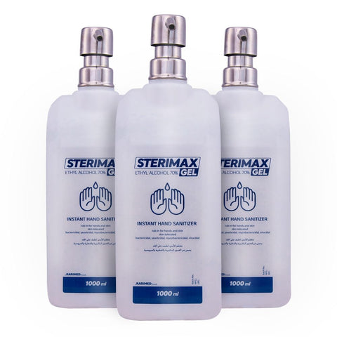STERIMAX Stainless Pump Hand Sanitizer Gel 3Pcs Transparent 1L