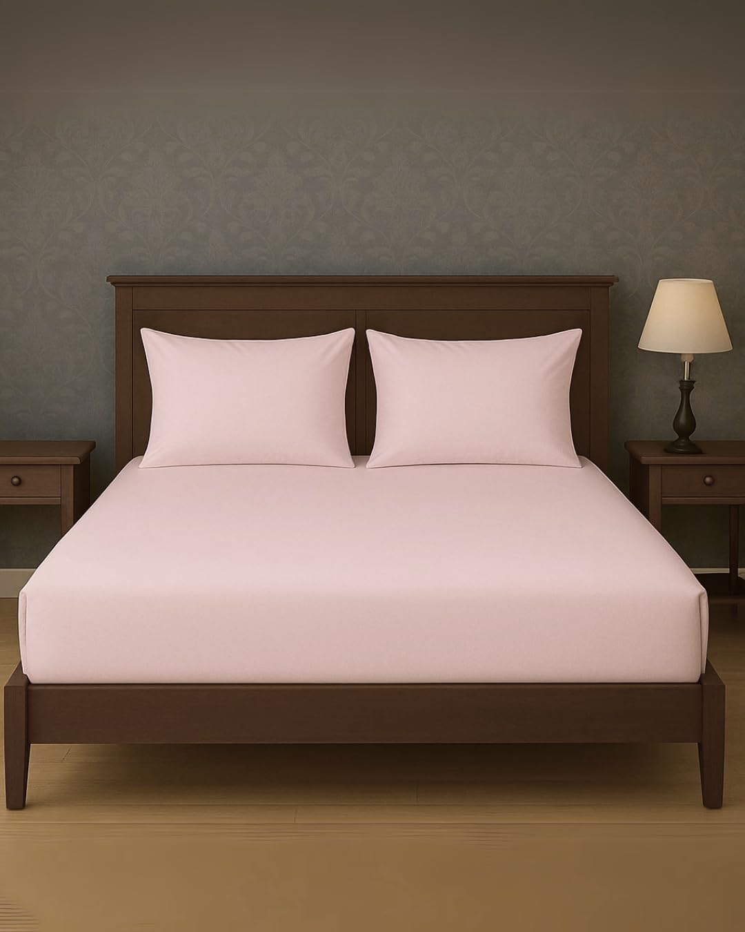 Cotton Bed Sheet with 2 Pillowcases, 3 Pieces Bedding - Hotel Luxury Bed Sheets Set (Rose, 180 x 200 CM)