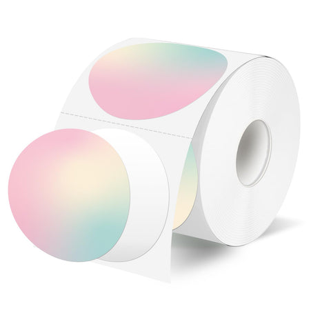 2 Inch Circle Thermal Sticker Labels, Pink Self-Adhesive Round Direct Thermal Labels use for Business, Waterproof/Tearproof/Perforation Line Design- Gradient Color