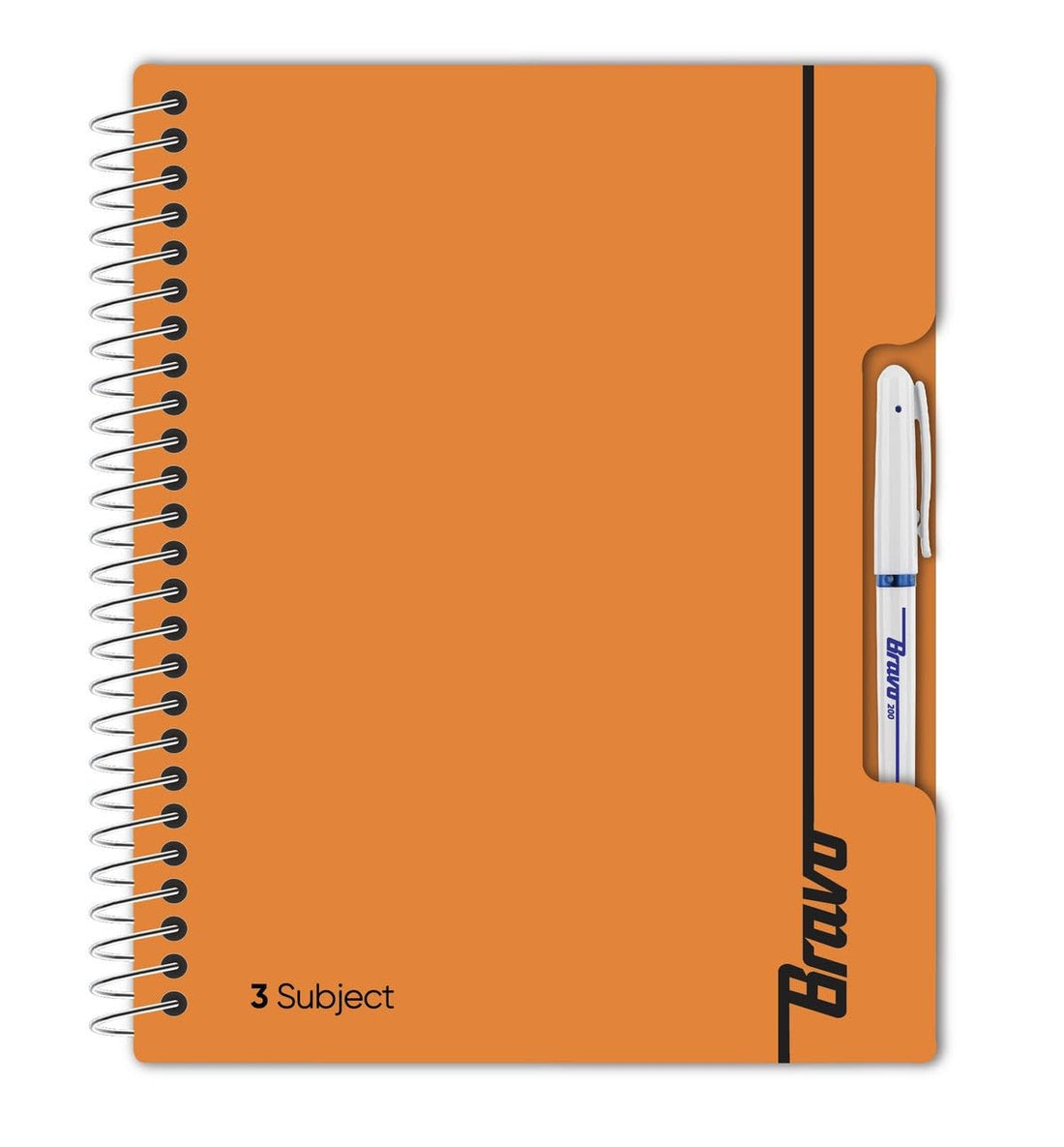 Bravo New Three Subject Notebook, 126 Sheets, 27.3 cm x 19.8 cm Size, Orange