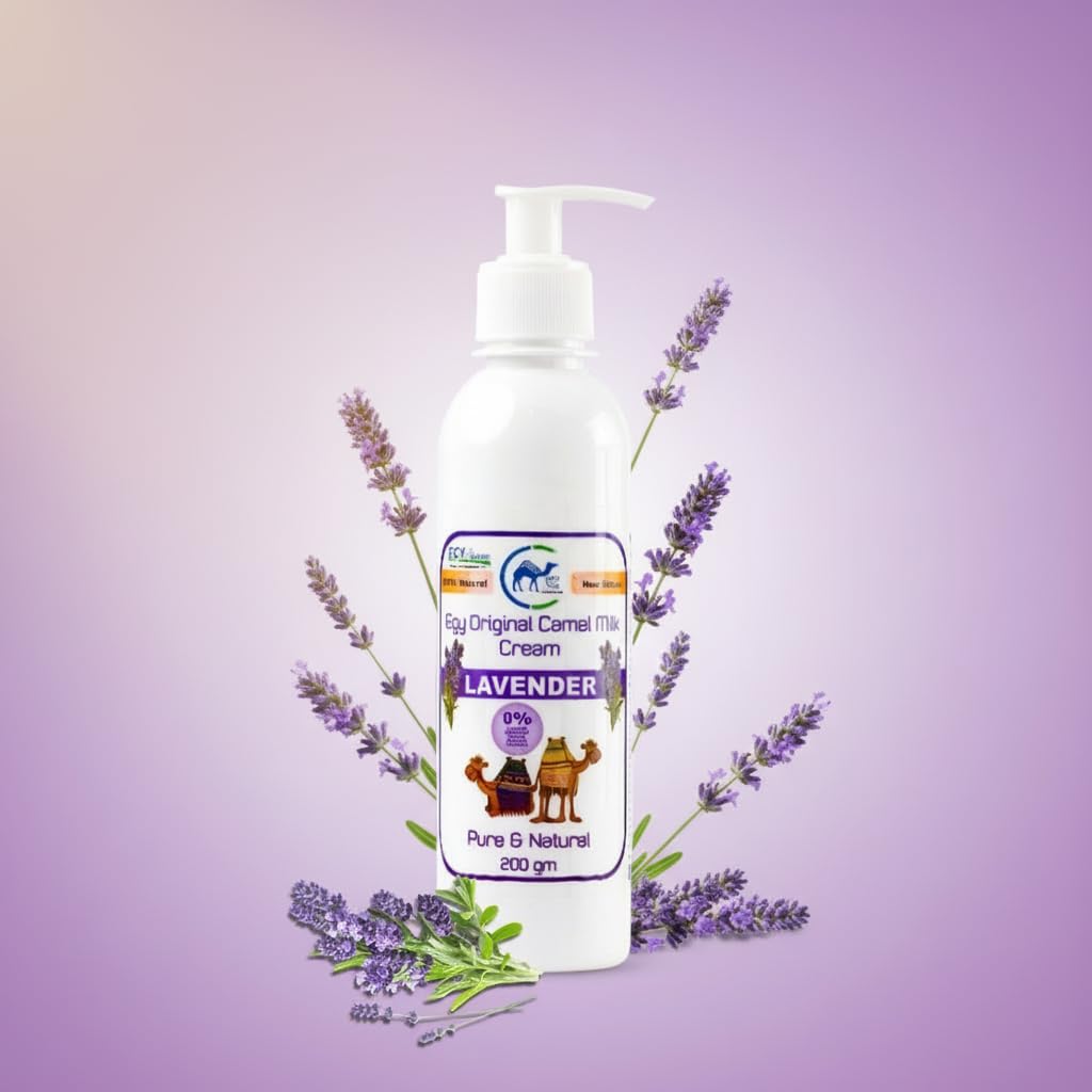 Natural Skin Regenerator & Collagen Booster with Vitamin E & Panthenol | Camel Milk Cream: The Desert’s Beauty Secret for Skin Repair, Brightening, and Anti-Aging Rejuvenation (200 Gm, Lavender)