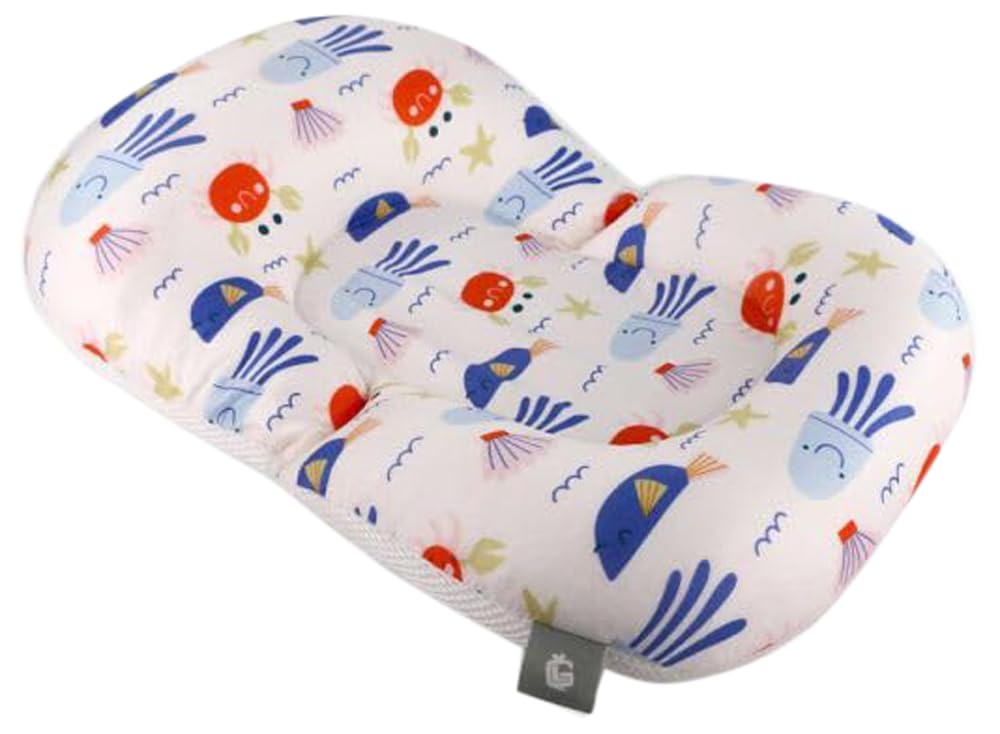mamas gift Soft Baby Bath Cushion - Birds & Octopus Design, Plush Newborn Bath Support Pillow with Padded Headrest, Anti-Slip, Quick-Dry for Sink/Tub, 0-6 Months