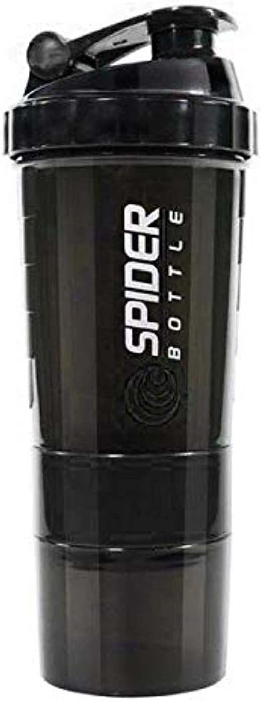 Protein Shaker Bottle with 3-Layer Twist and Lock Storage, Non-Slip Mix Shake Bottle 500 ML