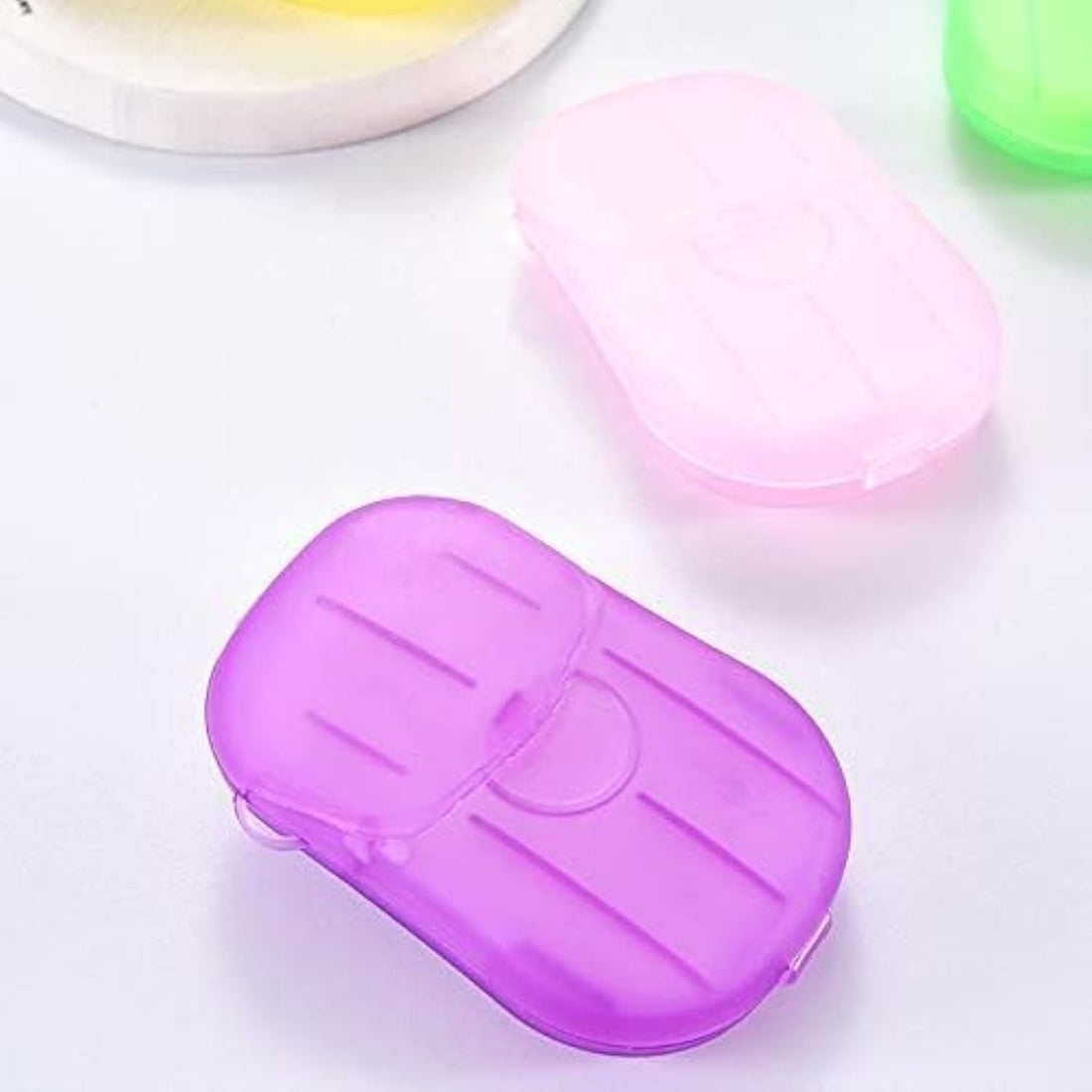 Box) Available Paper Soap Portable Mini Soap Case 20 Sheets Travel Washing Hand Bath Toilet Paper Soap Sheets for Camping Hiking Outdoors (Random), Care Tools, Care Tools2)-Multicolor