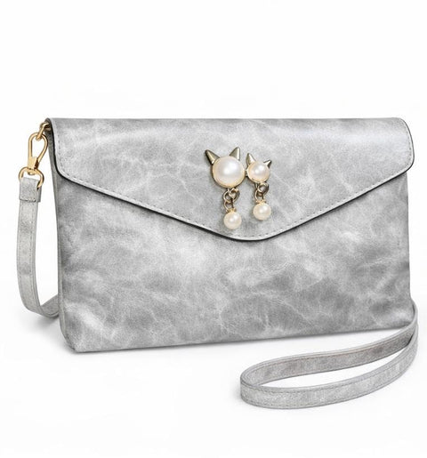 Women's Handbag with Removable Strap, Crossbody Bag with Pearl Trim