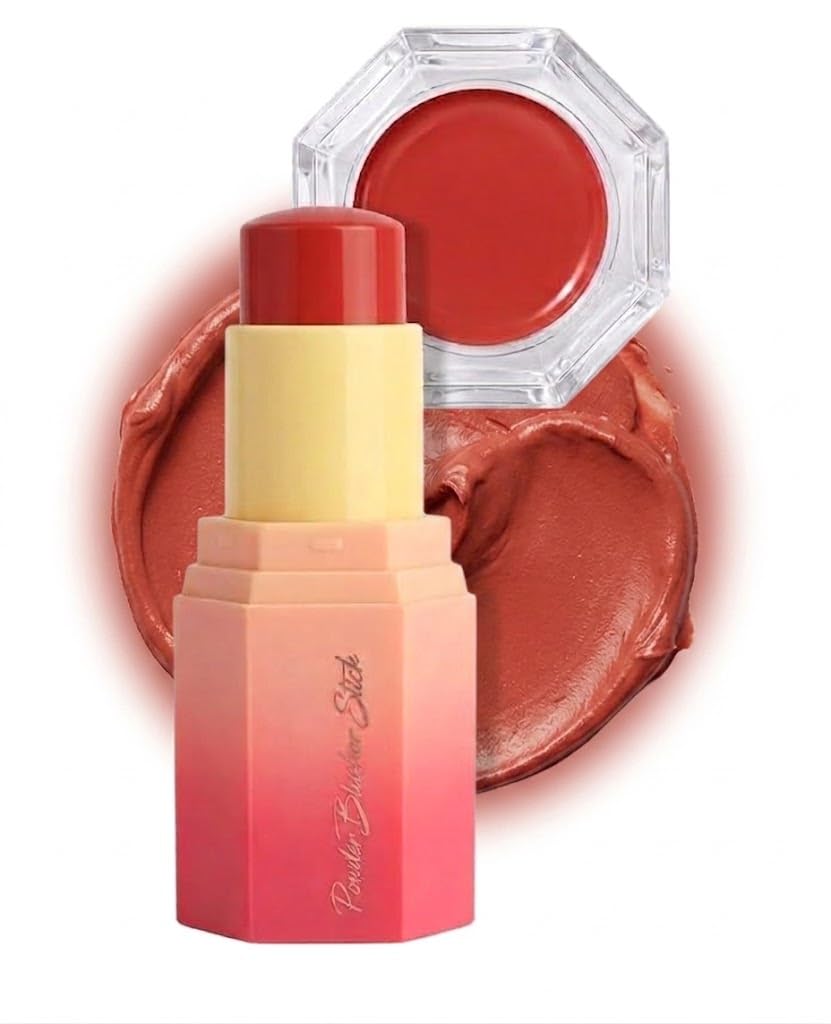 Cream Blush Stick, Multi-use Makeup Blush Stick for Cheeks Lips Eyes, Solid Moisturizer Makeup Natural Matte Finish Waterproof Long-Lasting (PINK RED COLOR -N6)