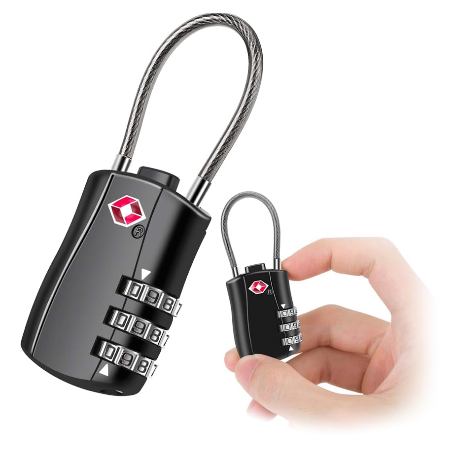 THE PACK TSA Luggage Locks, [ Zinc Alloy Version] TSA Approved Luggage Lock 3-Digit Re-settable Combination Lock, Code Lock for Travel Suitcase Luggage Bag Lockers (1, Black)