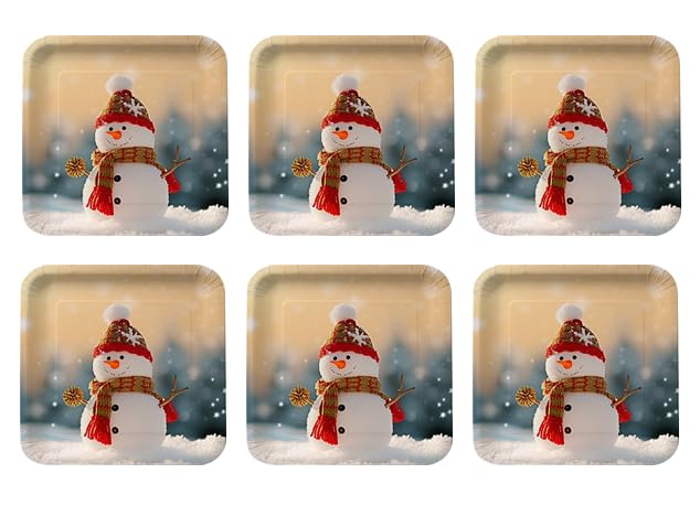Party plates in distinctive shapes for Christmas, SNOWMAN size (24x24), pack of 6 pieces