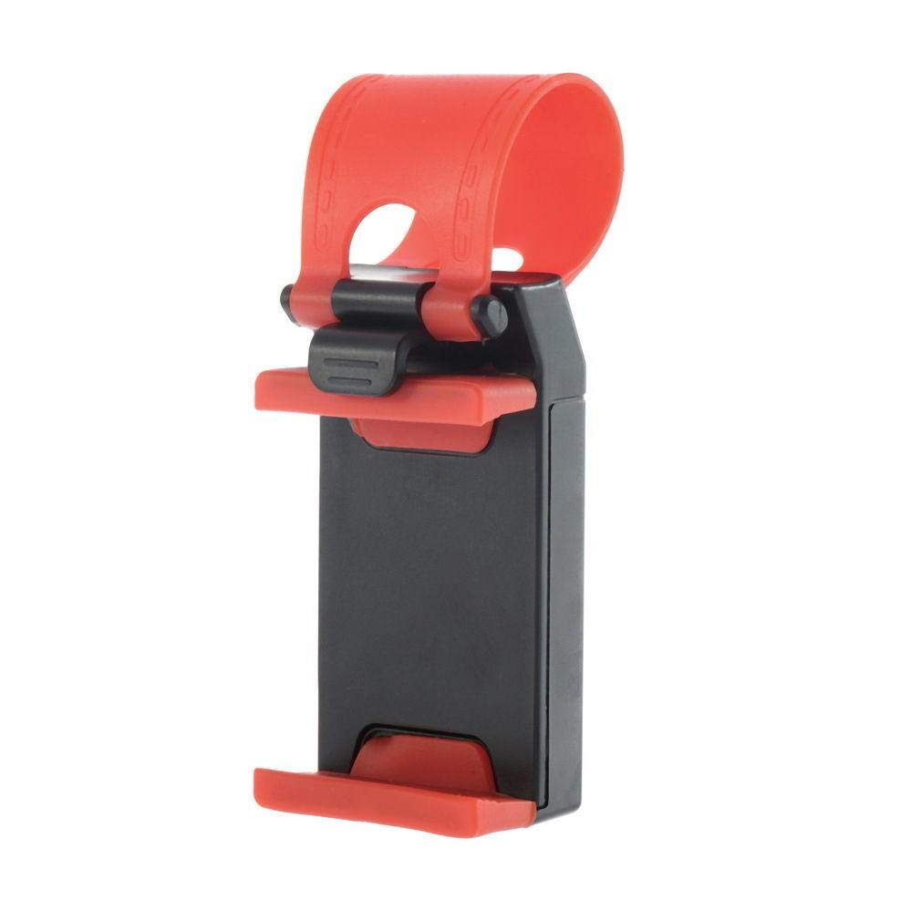 Universal Car Steering Wheel Clip Mount Holder Cradle Stand For Mobile Phone GPS - Red