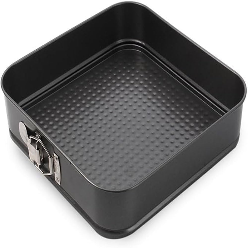 Non-stick square tray with locking clip.