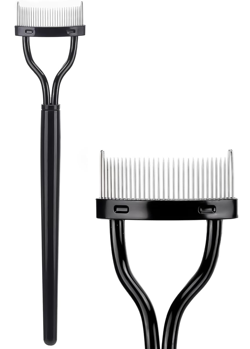 Annina - Eyelash Curler, Eyelash Separator Comb, Mascara Declumper Eye Tool With Cover (Black)