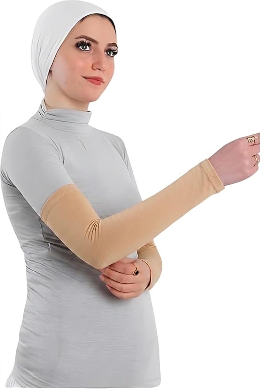 Cotton Arm Sleeves for Women, Stretch Comfortable Breathable Fabric, Modest Coverage for Sports and Daily Wear
