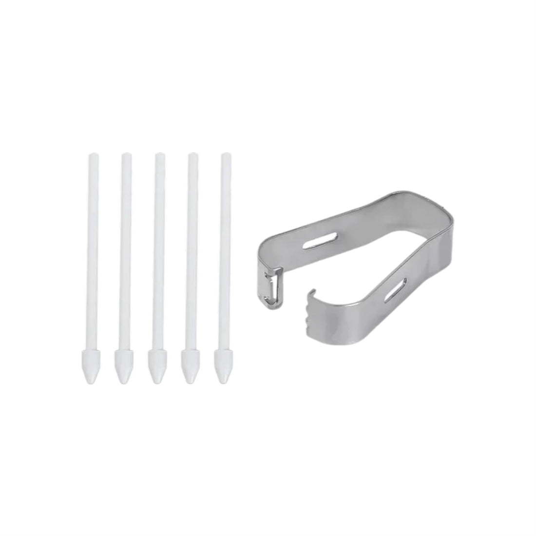 Touch Stylus S Pen Tips Replacement Nibs With Clip For Galaxy S24 S24 Ultra Tab S9 S9U S9FE S Pencil Metal Spare Nib (5 pcs) (White)