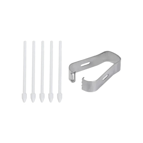 Touch Stylus S Pen Tips Replacement Nibs With Clip For Galaxy S24 S24 Ultra Tab S9 S9U S9FE S Pencil Metal Spare Nib (5 pcs) (White)