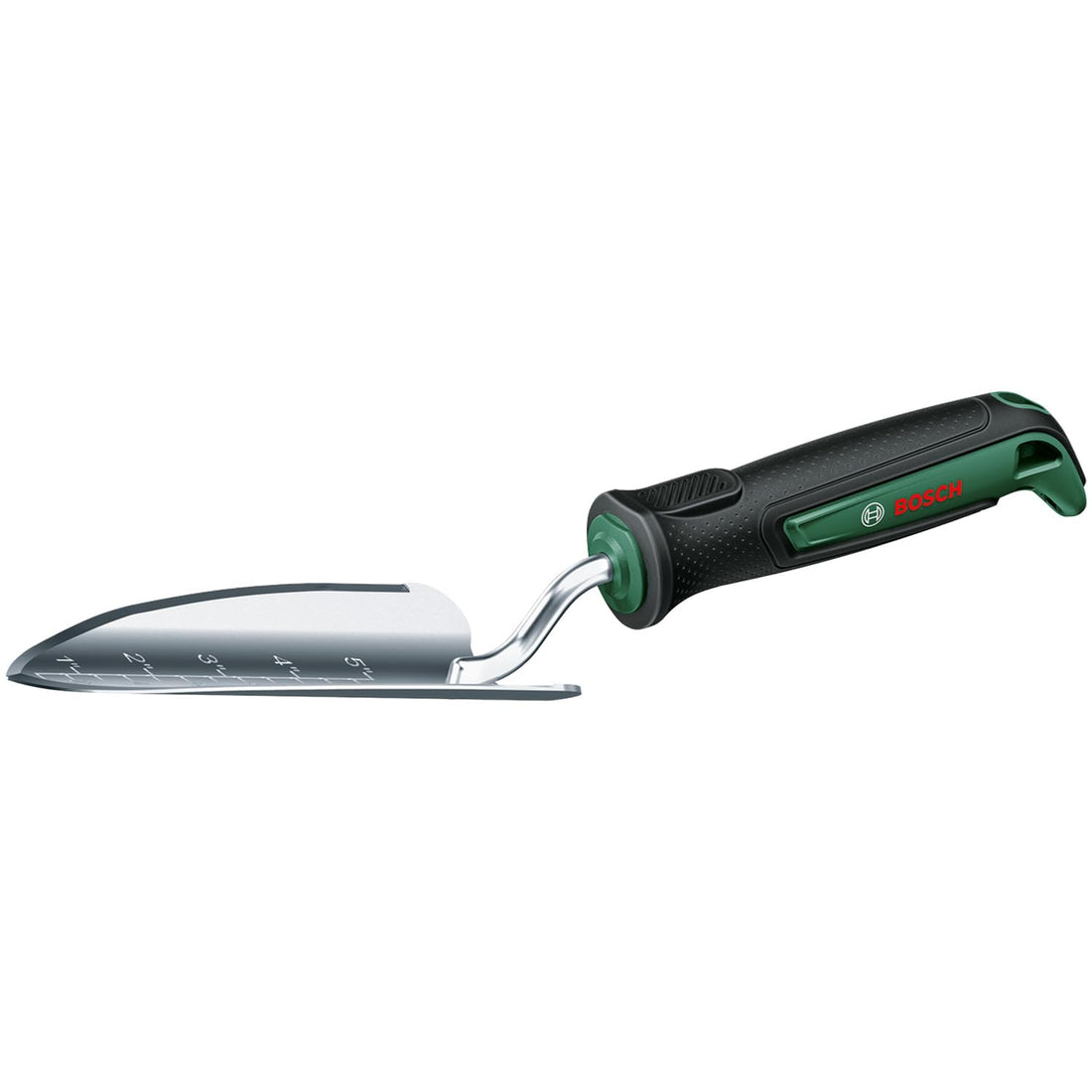 Bosch Garden Hand Tool Plant Trowel (Planting and Transplanting Seedlings, Measuring the Planting Depth for Flowers, Robust, Stainless Steel, Soft Grip Handle, Ergonomic)