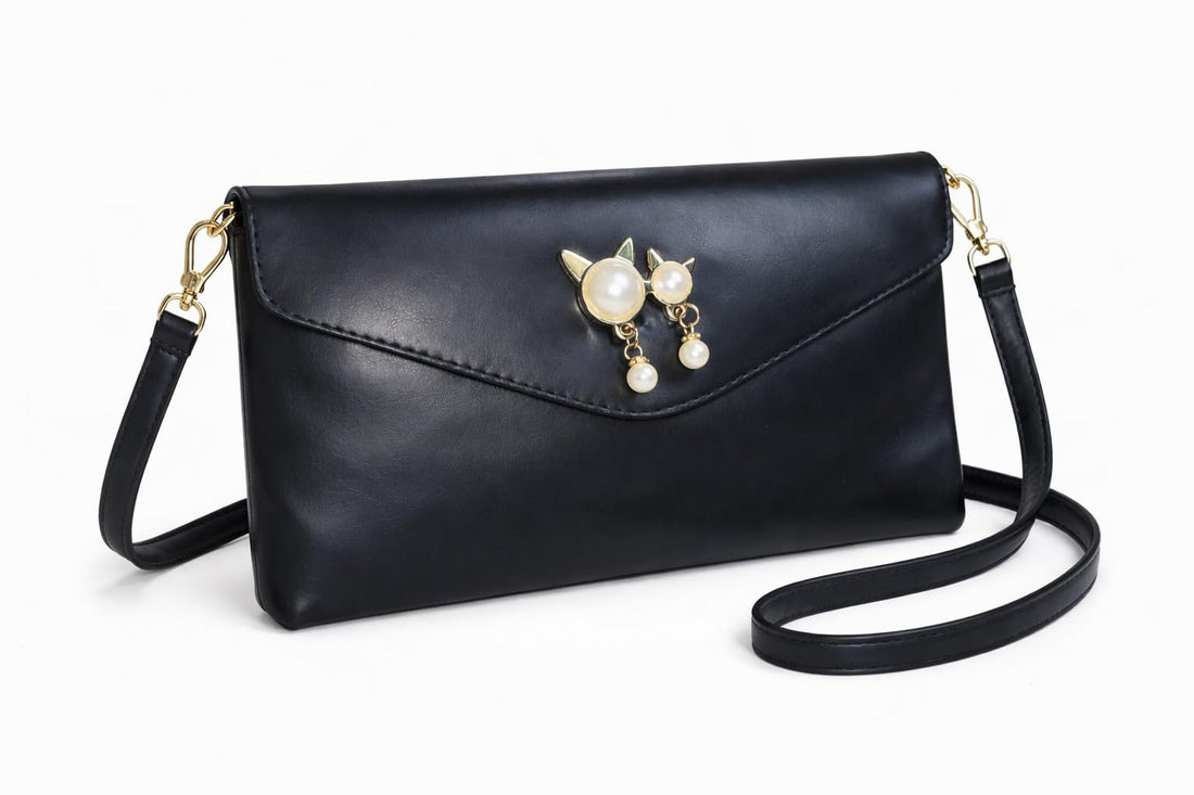 Women's Handbag with Removable Strap, Crossbody Bag with Pearl Trim