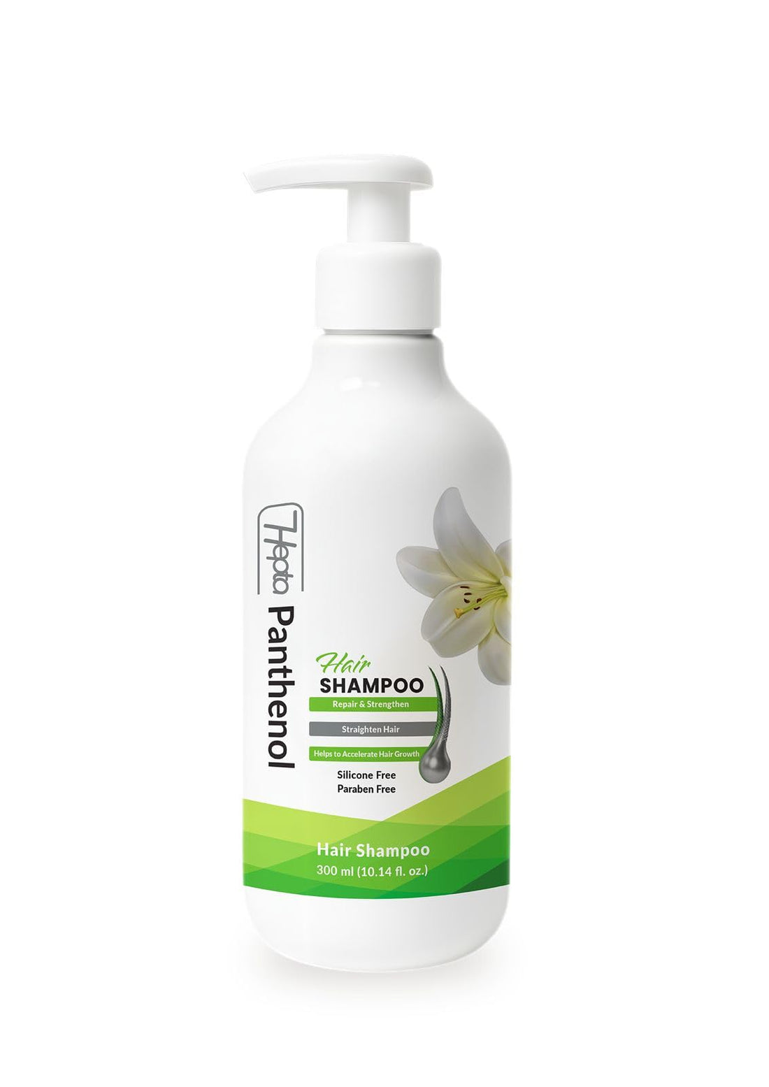 Hepta Panthenol Hair Shampoo with Pro-Vitamin B5, Keratin Complex, Natural Oils, Silicone-Free Formula, 300ml