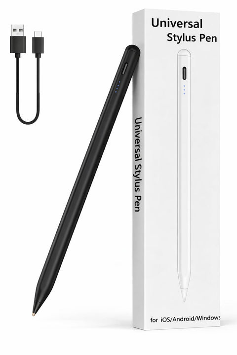 Stylus Pen for Android Touch Screens,Stylus Pencil for Tablet,Stylus Compatible Samsung/HuaWei/Tablet/Phone,Capacitive Pen with 2 Replacement Tips, (Black)