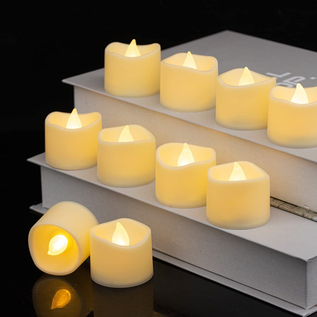 24 Pack Electronic Candles Lights,Flameless Candles,tealights,LED Candles Flickering, Suitable for All Kinds of Festivals and Celebrations,Warm White. (12pcs)