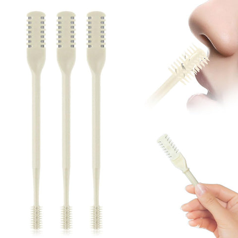 Nasal Hair Cutter, 2024 Upgraded Double Sided Nose Hair Knife, 360° Rotating Portable Manual Nose Hair Trimmer, Nose Hair Remover for Women Men Travel Essentials (Beige, 3 Pcs)