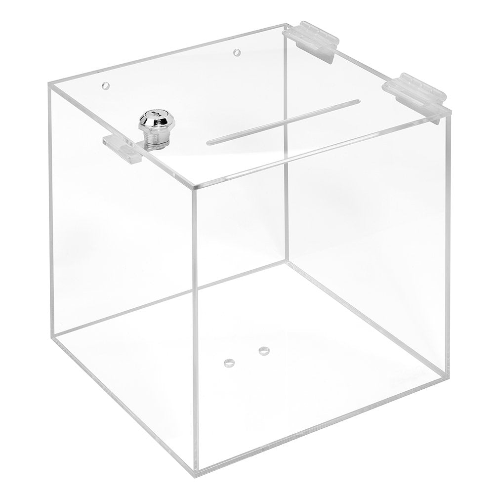 Best Media Acrylic Glass Box with Lock, Transparent Plexiglass Donation, Promotion, Competition Box, Lockable, Secure Fundraising and Feedback Collection