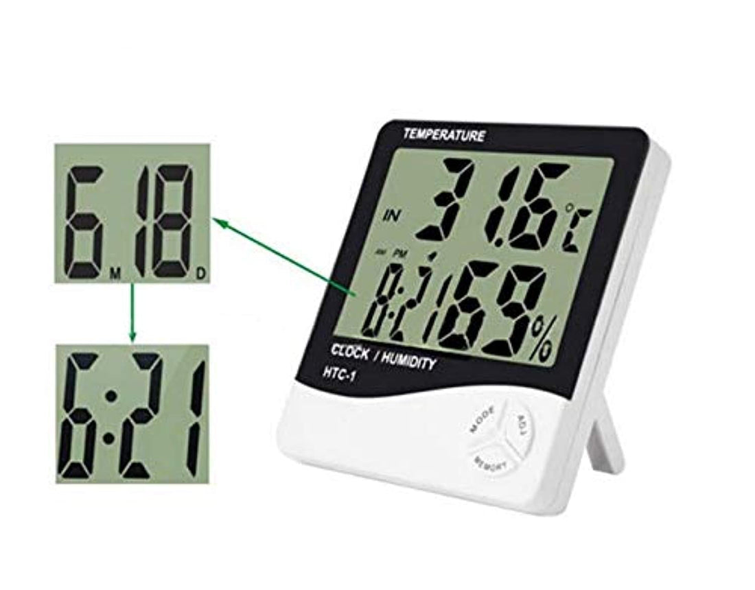 Temperature HTC-1 LCD Digital Temperature/Humidity Meter Tester with Alarm Clock
