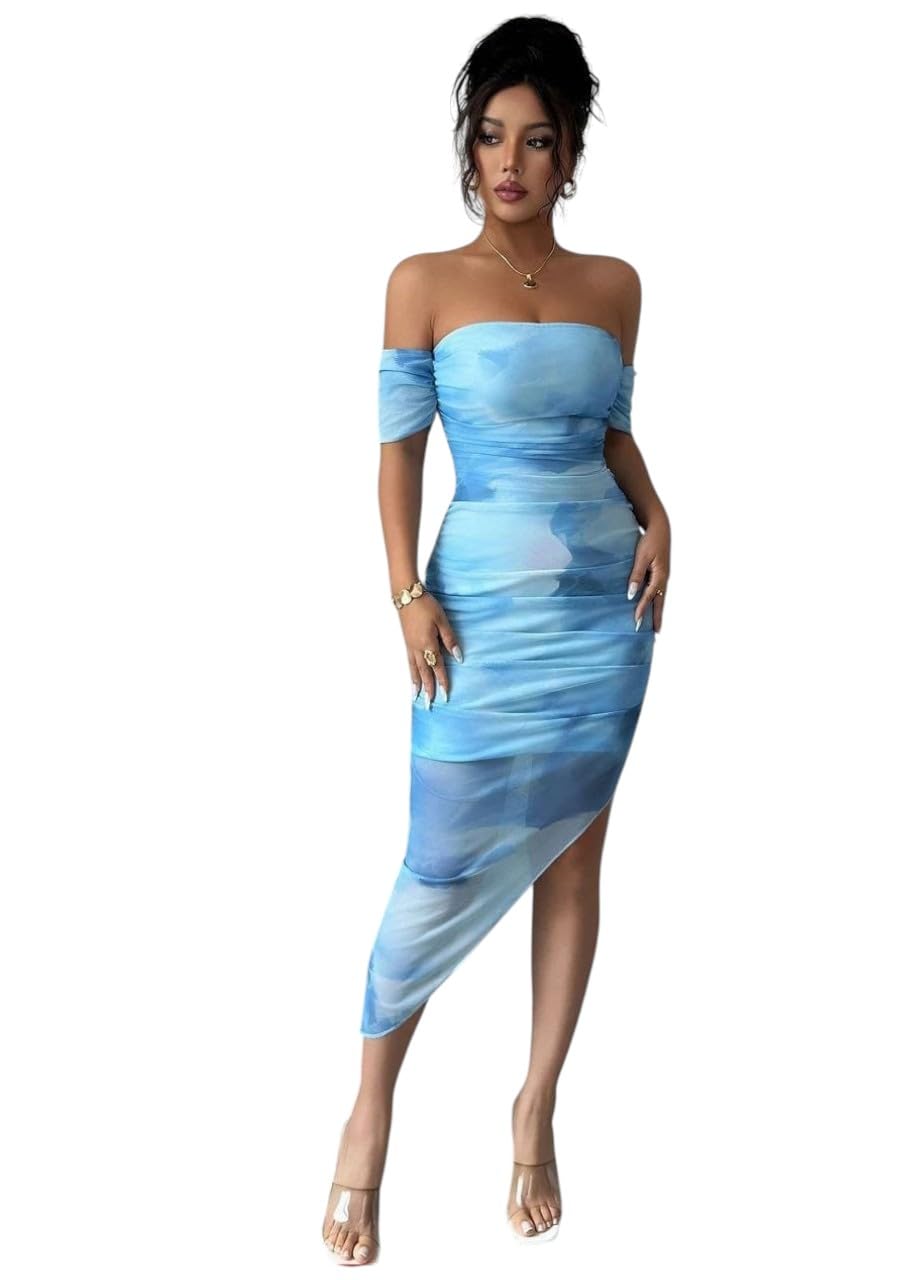 Elegant Off Shoulder Batwing Sleeve Lingerie Dress - One Size