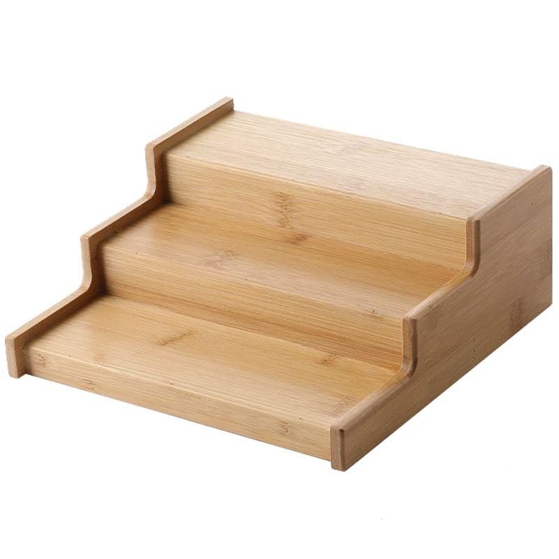 3 Tier Bamboo Spice Rack Storage Shelf for Countertop Spice Rack 3 Tier Kitchen Organizer (WOOD, big)