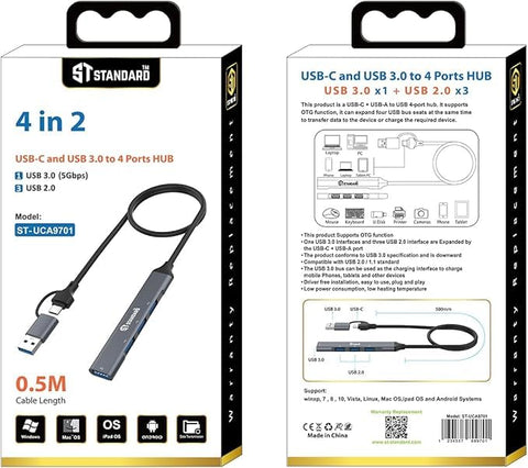 HUB ST-STANDARD UC-9701 4 Port USB Hub Aluminum Alloy USB Splitter