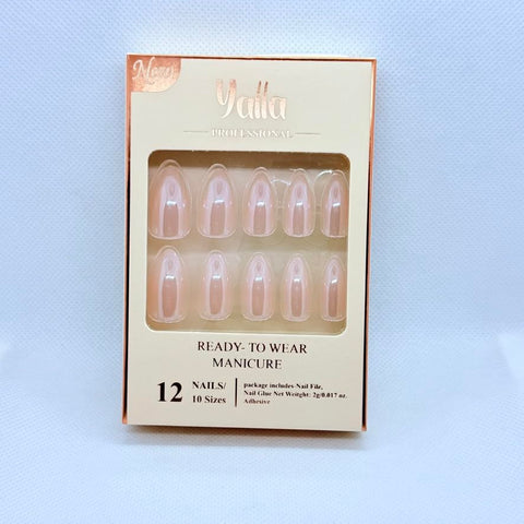 Glossy Ombre Press On Nails for Women – Reusable Artificial Fake Nails – Stick On Salon Style Manicure (Chrome Beige)