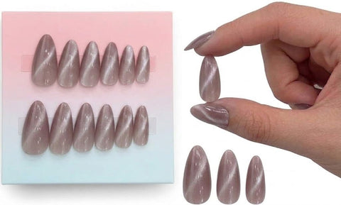 3D MIRROR NAILS -12pcs PRESS ON NAILS Medium 0VAL SHAPE - MIRROR False Nails, Perfect For Parties+ 1 SHEET DOUBLE FACE (N4)