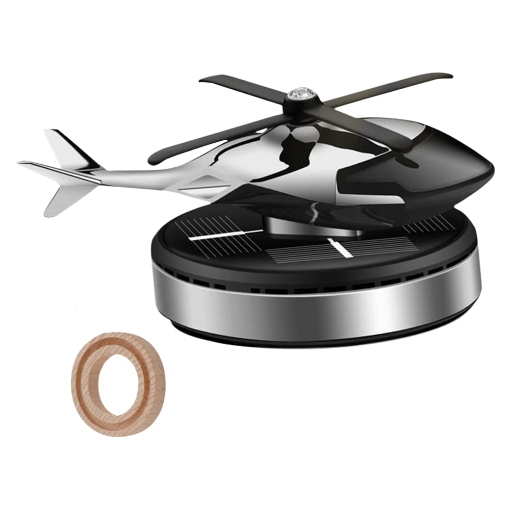 Car Air Freshener,25db Low Noise Solar Powered Rotating Helicopter Shape Car air Purifier,Home and Car Interior Decoration Accessories Silver